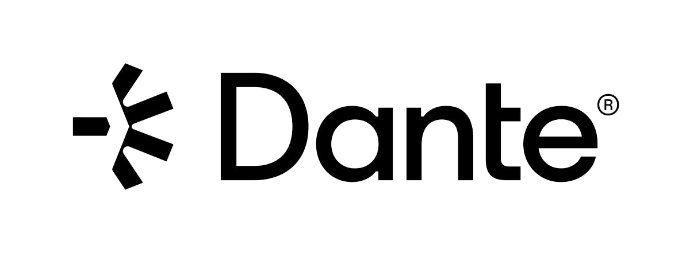 Dante logo - digital audio routing solutions