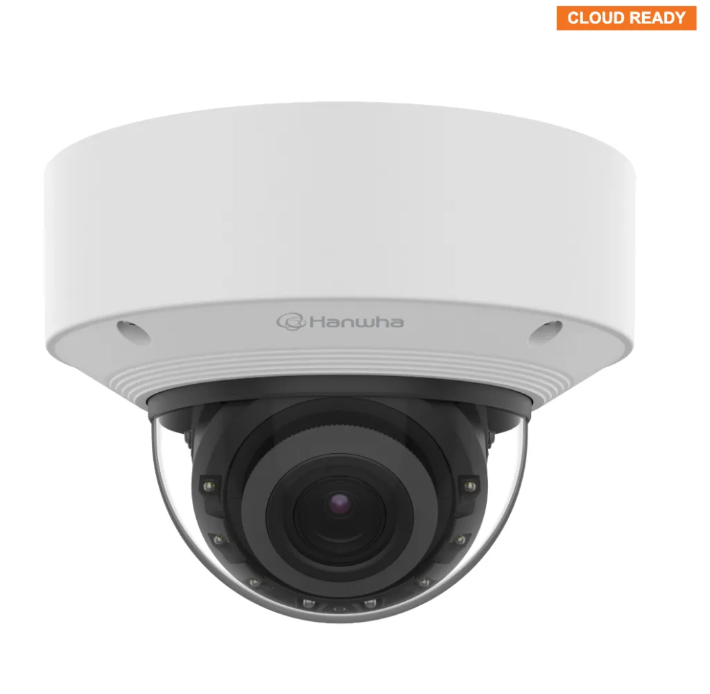 [XNV-A8085R] Hanwha Outdoor Vandal Dome Camera (AI Detection, 5MP, Adjustable Zoom 3.3–9.3mm)